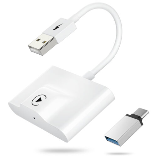 CarPlay Wireless Adapter for Factory Wired CarPlay Upgrade Plug & Play Wireless CarPlay Dongle Converts Wired to Wireless Fast and Easy Use Compatible with Cars from 2015 & iPhone iOS 10+ , White